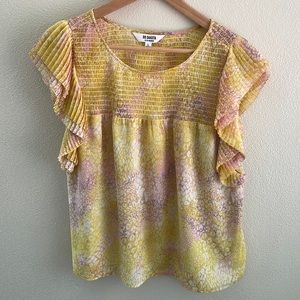 BB Dakota Steve Madden short sleeve women’s top | yellow and purple | size large